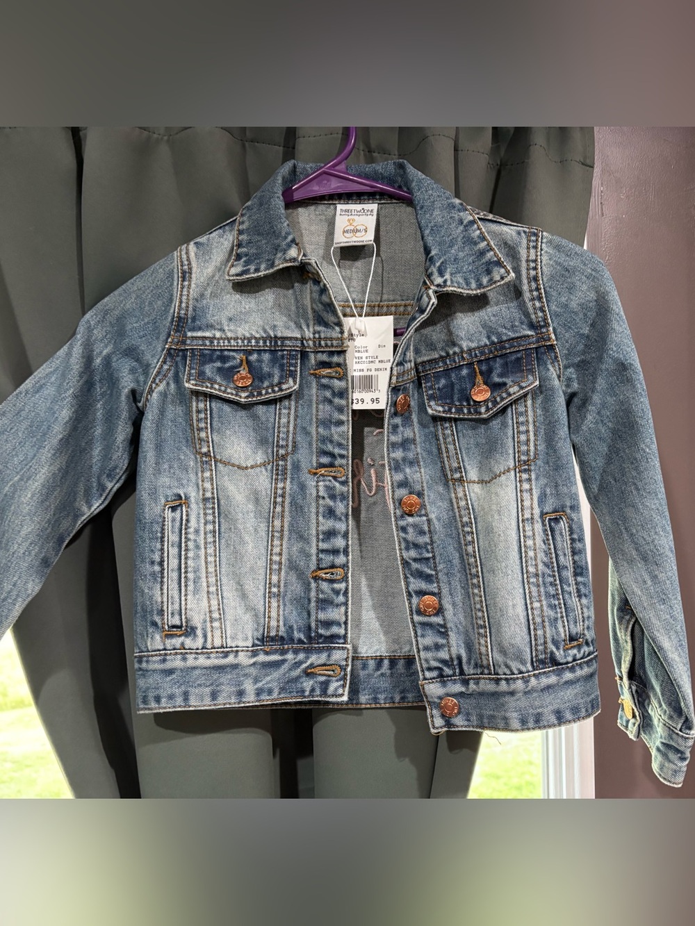 David's Bridal Light Blue Kids Denim Jacket